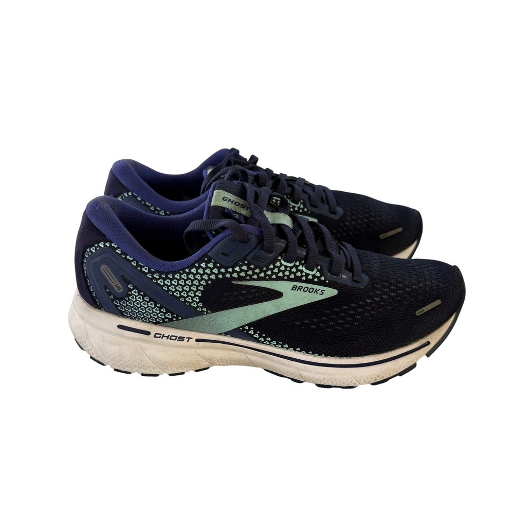 Brooks Ghost 13 Running Shoes Sneakers Navy Blue & Green Womens- Size 7.5